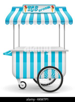 street food cart ice cream vector illustration isolated on white background Stock Vector