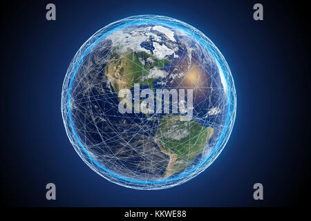 Global connections, conceptual computer illustration. View focused on the Americas. Stock Photo