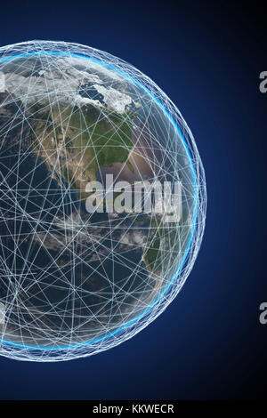 Global connections, conceptual computer illustration. View focused on the Americas. Stock Photo