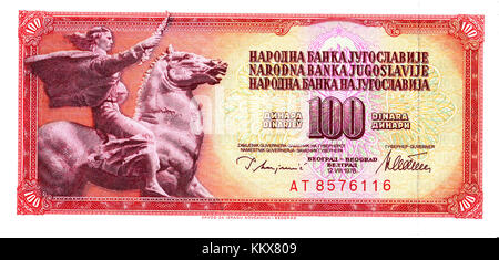 100 Yugoslav Dinar Front Stock Photo