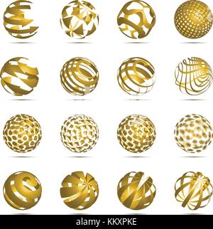 Abstract 3d sphere circle logos icon set for vector graphic design concept Stock Vector