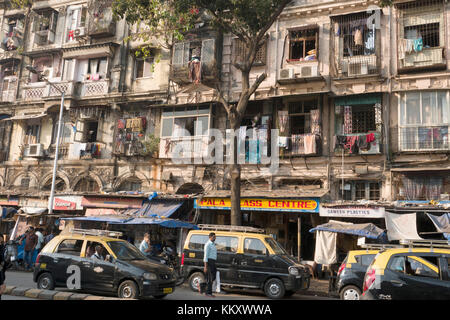 Yellow and black taxi cabs in street at Kamathipura, Mumbai, India Stock Photo