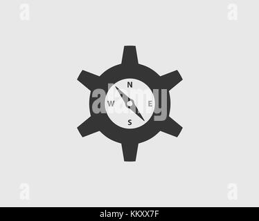 Compass Icon in gray Background Stock Vector
