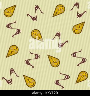 Pattern Coffee in gold and brown Stock Vector