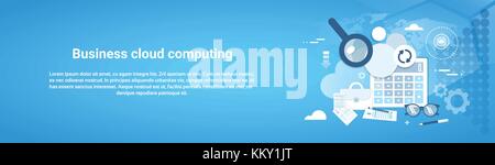 Business Cloud Computing Template Web Banner With Copy Space Stock Vector