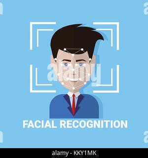 Facial Recognition Biometrics Scanning Of Male Face Icon Stock Vector