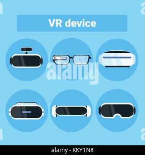 Set Of Vr Devices Icons Modern Virtual Reality Goggles, Glasses And Headset Collection Stock Vector