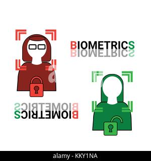 Biometrics Scanning Of Face Woman Icon Facial Recognition Concept Stock Vector