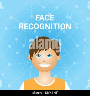 Face Recognition Biometrics Scanning Of Male User Icon Stock Vector