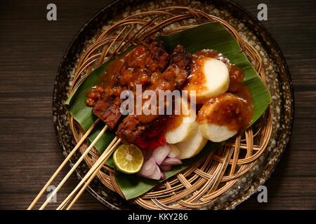 Sate Kere, the Popular Tempeh Satay from Solo / Surakarta, Central Java Stock Photo