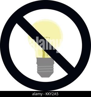 No light symbol. Do not turn on sign. Control electricity and energy, prohibit light bulb, vector illustration Stock Vector