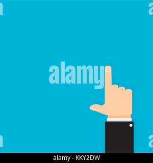 Finger pointer up, banner poster with copy space. Vector hand pointer gesture, illustration of direction pointing finger Stock Vector