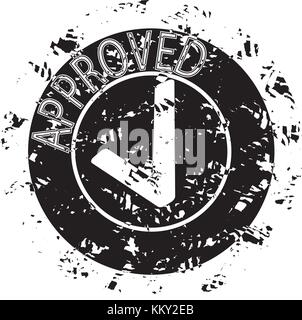 Texture approved stamp print grunge. Stamp grunge rubber, print approved dirty and scratched on paper. Vector illustration Stock Vector