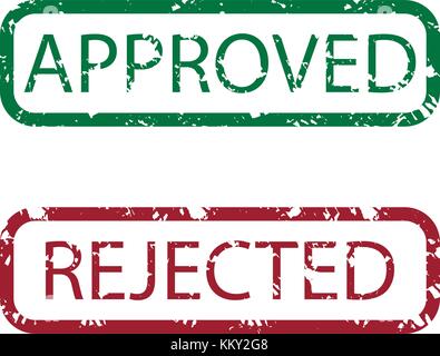 Approved and rejected stamp texture colored. Rectangular stamp grunge approved rubber, vector illustration Stock Vector