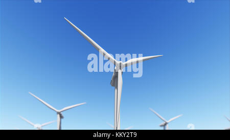 Wind generator on clear sky 3D render