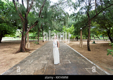 Woman at Thalawila St. Anne´s church, Sri Lanka, Asia Stock Photo