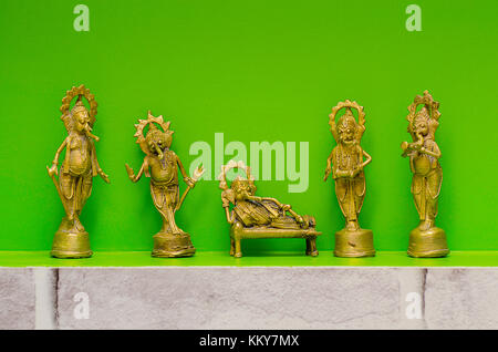Metal idols of Lord Ganesha, also known as Ganapati or Vinayaka, his image is found throughout India, Sri Lanka, Thailand and Nepal, is one of the bes Stock Photo