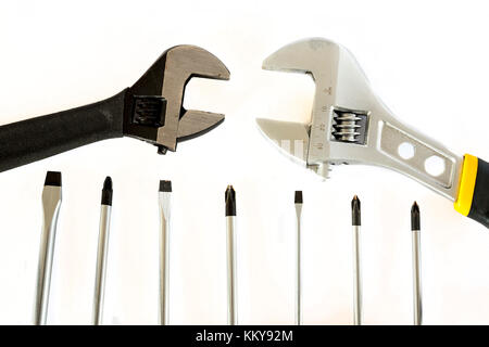 Set Of Screwdrivers Adjustable Wrenches Stock Photo - Alamy