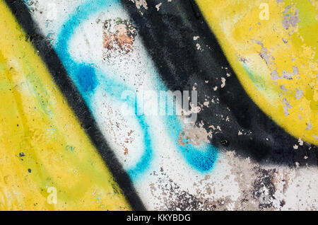 Abstract colorful graffiti fragment over old urban concrete wall Stock Photo