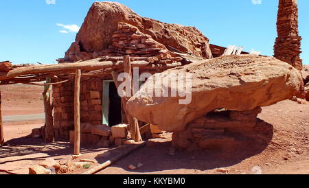 Abandoned Old Rock House below Vermilion Cliffs west of Lees Ferry in Arizona, USA. Stock Photo