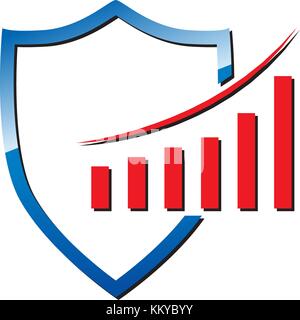 Shield & Graph Logo. Ideal for insurance, investment, safety companies Stock Vector