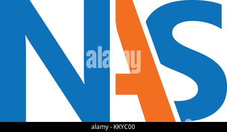 NAS Logo in blue and Orange Color. Ideal for Technology, Finance & Marketing firms. Stock Vector