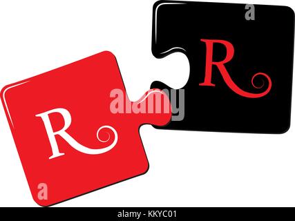 RR Logo forming jigsaw puzzle pieces showing team spirit, problem solving, etc. Stock Vector