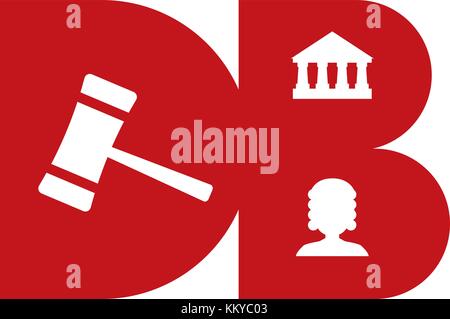 DB Logo formed with the legal elements in negative space. Stock Vector