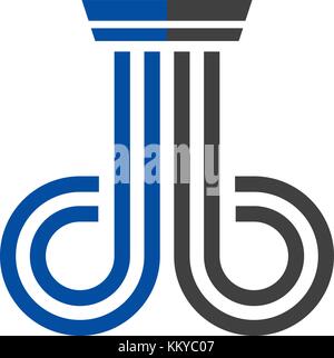 DB Logo formed like the courtroom pillars and in gray and blue colors. Ideal for legal or law firms. Stock Vector