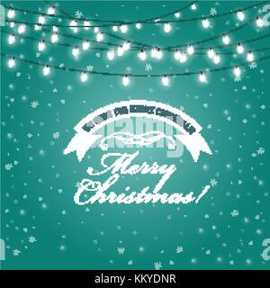 Christmas Lights frame - festive lights garlands greeting card Stock Vector