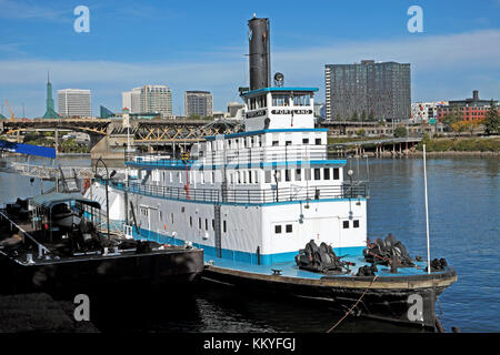 Maritime Museum boat moored near the Waterfront Park on the Willamette River in Portland Oregon USA   KATHY DEWITT Stock Photo