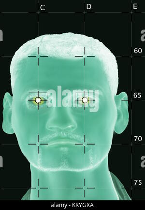 Digital Face recognition with biometrical Data Stock Photo