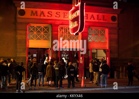 Toronto, Canada - Oct 21, 2017: Exterior of the performing arts theater Massey Hall in the city of Toronto Stock Photo