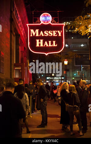 Toronto, Canada - Oct 21, 2017: Exterior of the performing arts theater Massey Hall in the city of Toronto Stock Photo