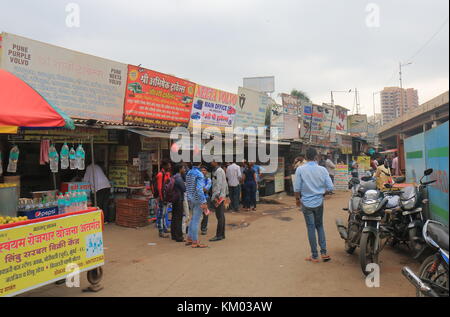 People travel at long distance bus terminal in Borivali Mumbai India. Stock Photo