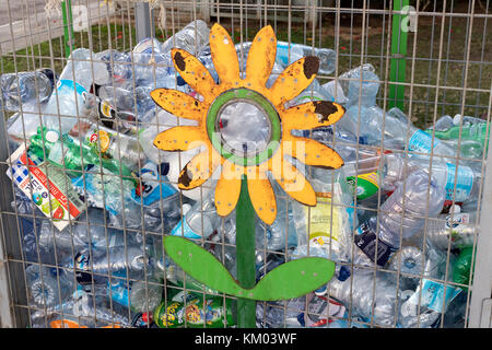 TEL AVIV , ISRAEL - 20 NOVEMBER 2017: Containers for the collection of plastic containers for processing on the streets of Tel Aviv Stock Photo