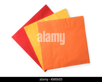 Colored paper napkins. Isolated on white, clipping path included Stock Photo