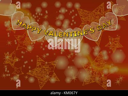 red festive background with stars and light for valentines day Stock Vector