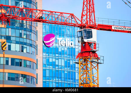 Vilnius, Lithuania - May 6, 2017: Development of modern office building and the lifting crane in the business district Stock Photo