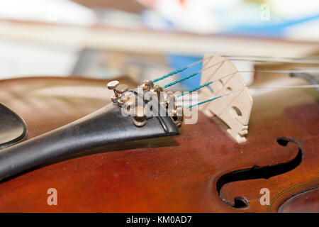 Close-up picture of the old  violin with score Stock Photo