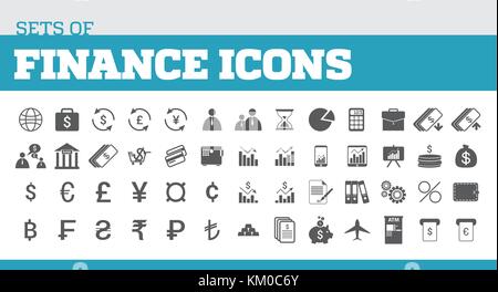 Illustration of icons for finance and finance metaphors. Universal icons for finance Stock Vector