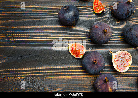 Figs on wooden background Stock Photo