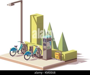 Vector low poly bicycle sharing system Stock Vector