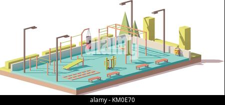 Vector low poly street fitness gym Stock Vector