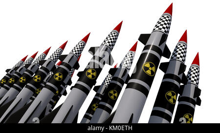 Nuclear missiles isolated on white background. 3D render Stock Photo