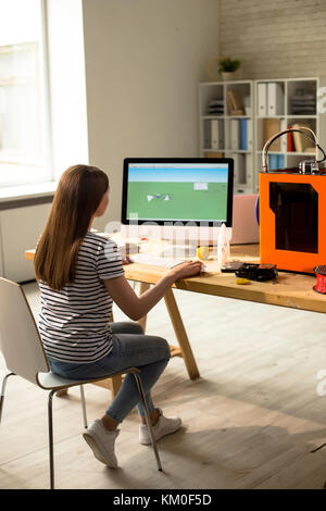Designer Making Digital 3D Model for Printing Stock Photo