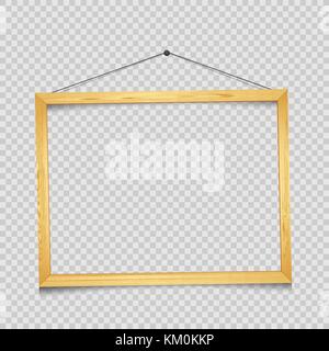 Wooden rectangular frame transparent Stock Vector