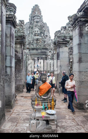 Buddha image at Bayon in Angkor Thom, Siem Reap, Cambodia. Stock Photo