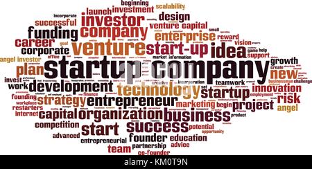 Startup company word cloud concept. Vector illustration Stock Vector