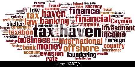 Tax haven word cloud concept. Vector illustration Stock Vector